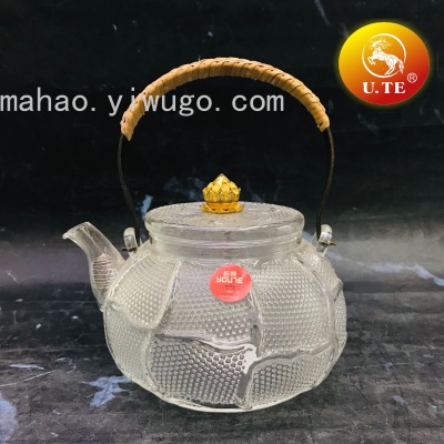 High Temperature Resistant Direct Fire Borosilicate Glass Loop-Handled Teapot