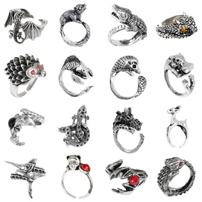 European and American Retro Ring Foreign Trade Popular Style Open Ring Adjustable Male Cute Animal Female Rabbit Fox Lizard