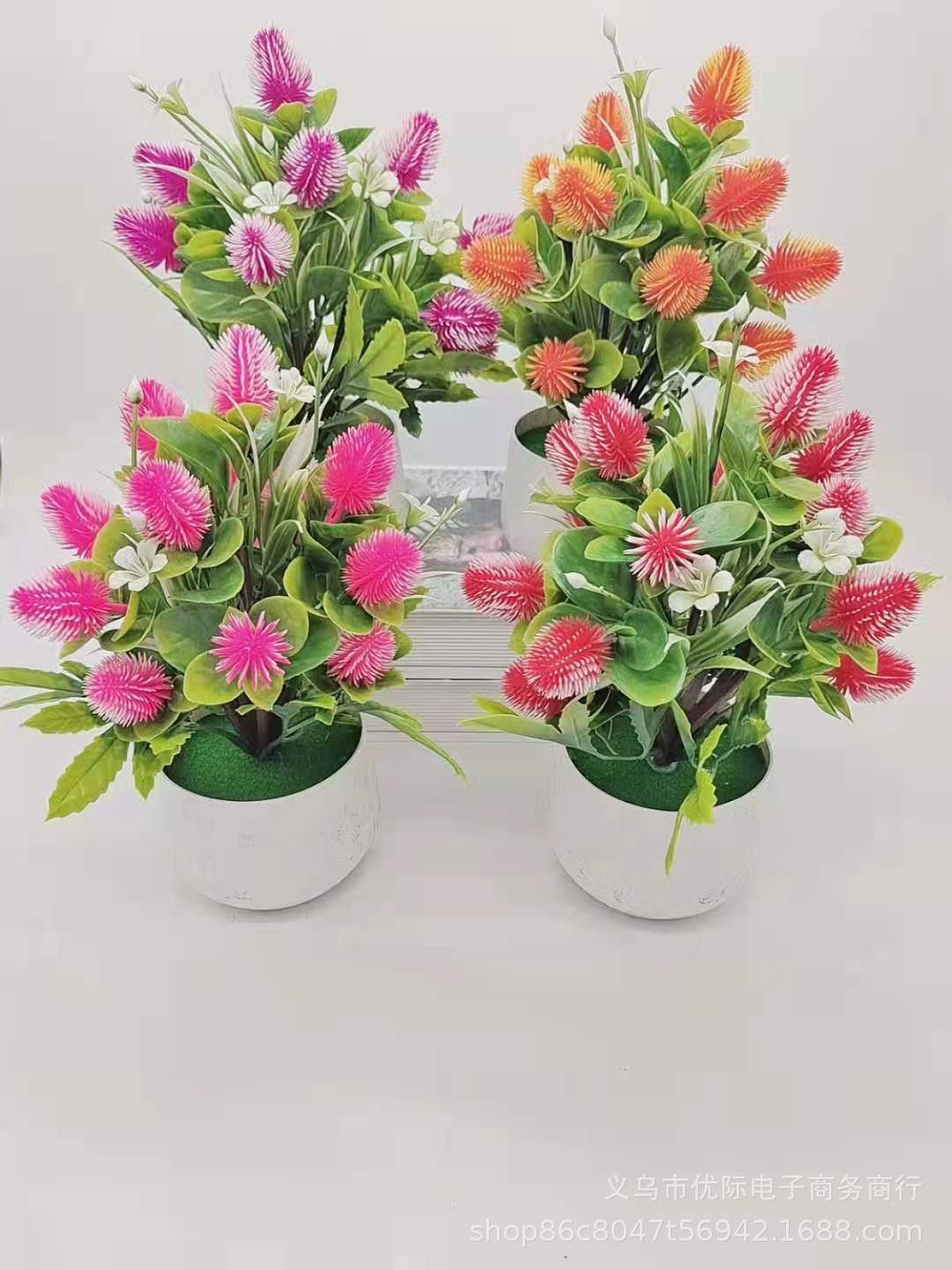 大松球盆景摆件 新款仿真花盆栽桌面装饰仿真假花盆景厂家直销