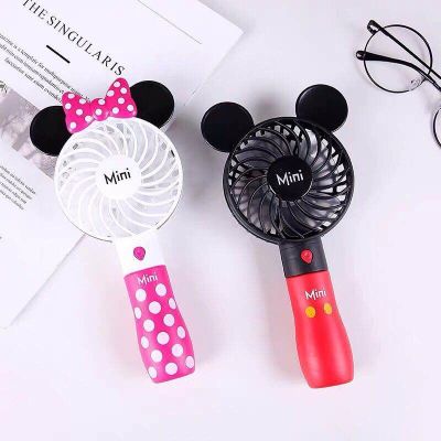 Minnie Mickey Handheld Folding with Light Little Fan USB Charging Portable Cartoon Handheld Fan Gift Customization