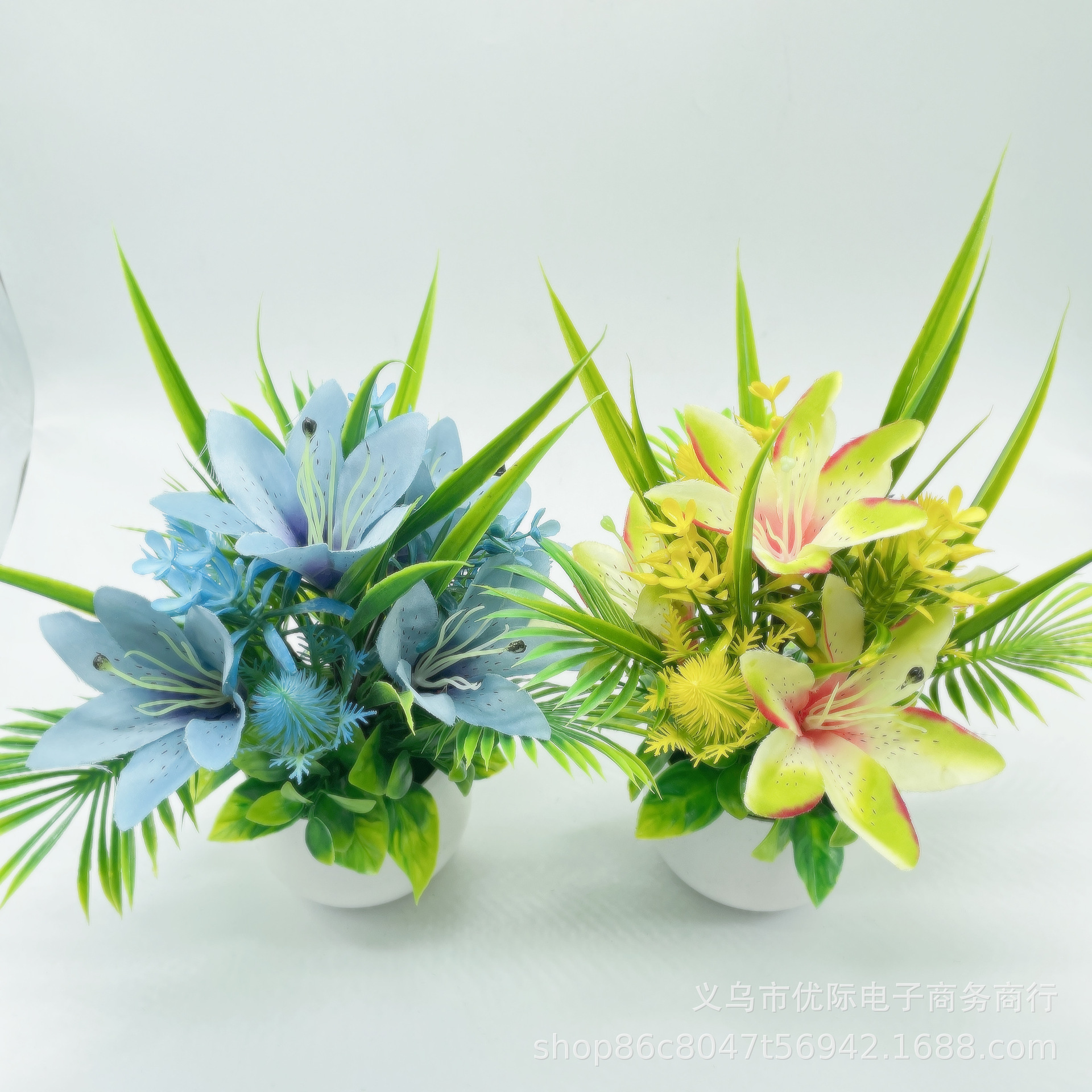 高仿真百合花 小清新手感仿真花盆栽 家居装饰花客厅摆设厂家直销