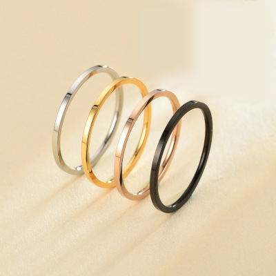 Japanese and Korean Fashion Simple Simple Bracelet Glossy Little Finger Ring Titanium Steel Couple Ring Female Ins European and American Joint Ornament Wholesale