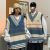 Couple Wear Autumn 2021 New Trend Multicolor V-neck Sleeveless Sweater Women's Loose Outer Wear Knitted Vest Top