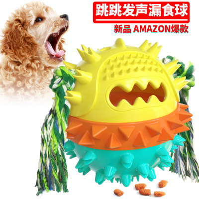 Multifunctional Jumping Sound Leakage Food Teether Ball Pet Toy