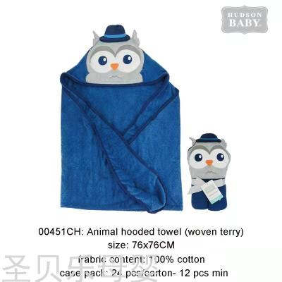 Baby Bath Towel plus Baby Square Towel 5-Piece Set Baby Bath Towel Blanket Animal Style