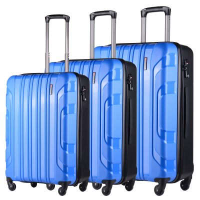 Pp Material Factory Wholesale Universal Wheel Luggage Suitcase Volume Light Pressure-Resistant Large Capacity Three-Piece Set