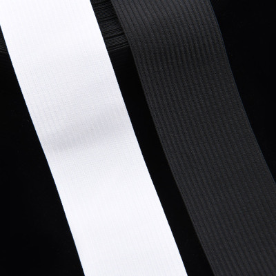 Wholesale Flat Knitted Elastic Tape Band Sewing Stretch Rope White and Black Polyester Breathable Waistband