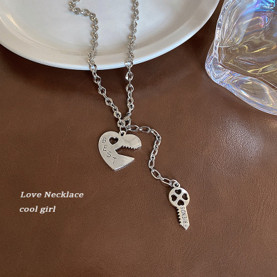 Love Key Necklace for Women Ins Simple All-Match Sweater Chain Long Internet Celebrity Letters Pendant Ornaments