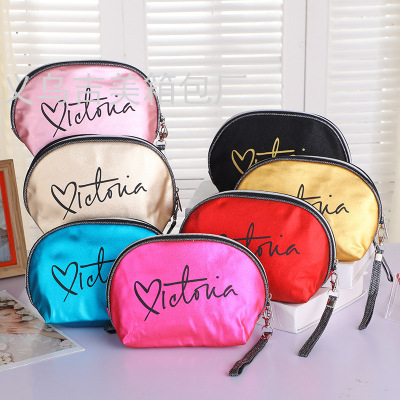   Style Fashionable Cosmetic Bag New Waterproof Letter Hand Travel Storage Wash Bag Comes with Small Mirror Cosmetic Bag