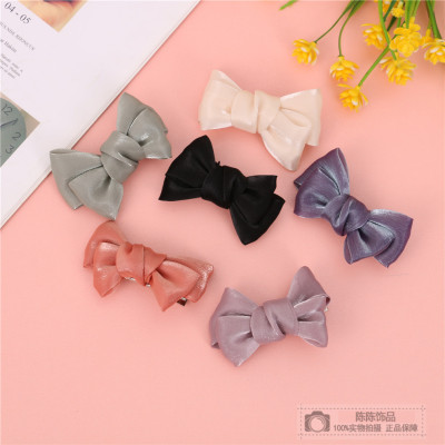 Bow Barrettes Female Vintage Satin Hair Accessories Headdress Top Clip Jewelry Hairpin Spring Clip