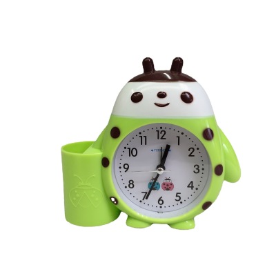Cute Alarm Clock Children's Pen Container Alarm Clock Creative Beetle Decoration Bedside Learning Small Desk Clock