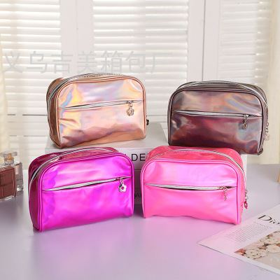 2021 New Wash Bag Small Flower Zipper Laser Waterproof Large Capacity Cosmetic Bag Women INSO Travel Buggy Bag