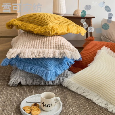 Knitted Tassel Pillow Cushion Nordic Style Soft Decoration with Home Decoration Acrylic Fiber Class a Product Customization