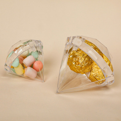 Creative Food Grade Plastic Candy Box PS Clear with Cover European Diamond-Shaped Xi Candy Box Wedding Gift Candy Box