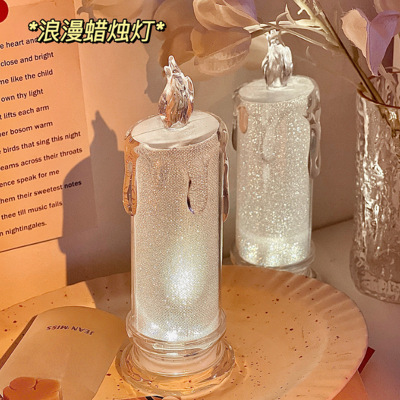 Romantic Luminous Candle Night Lamp Girly Heart Decoration Decoration Student Dormitory Bedroom Bedside Lamp Gift