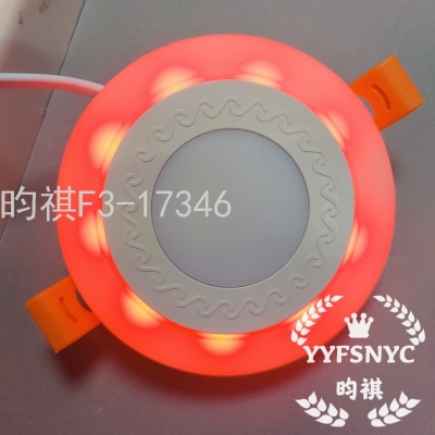Led New Two-Color Panel Light Home Aisle Ceiling Downlight 3+3W Pattern Two-Color Light