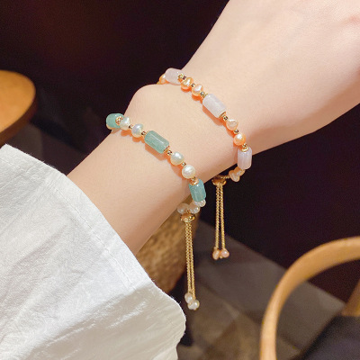 INS Special-Interest Design High-Grade Retro Elegant Natural Pearl Bracelet Female Chalcedony Bracelet Wholesale