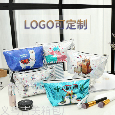 Foreign Trade Popular Style Laser Model Cartoon Animation Cosmetic Bag Korean Travel Portable Folding StorageBagWash Bag