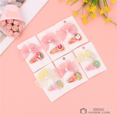 Colorful Sequins Transparent PVC Children's Quicksand Fruit Barrettes Set Cute Baby Bang Clip Head Accessories