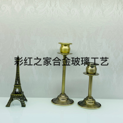 European-Style Retro Bronze Candlestick Scratch Distressed Home Decorations and Accessories Photography Props
