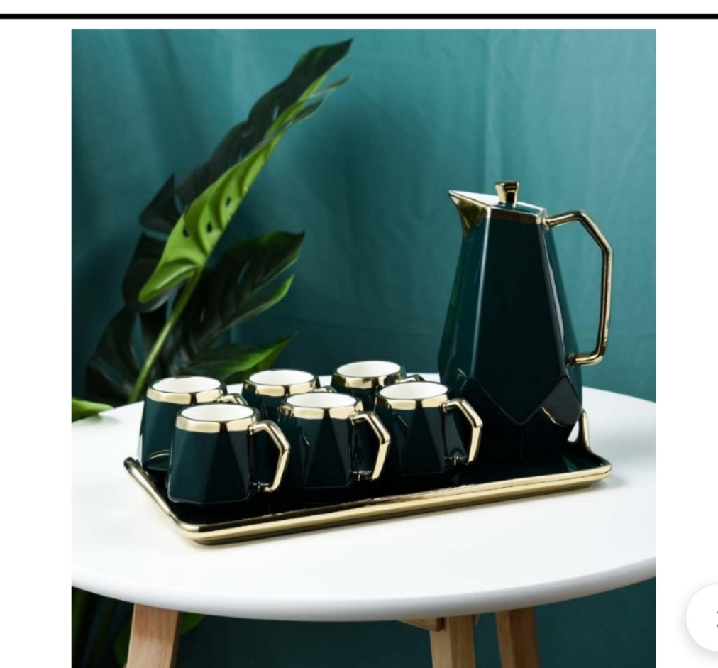 新款陶瓷咖啡杯壶水具套礼品工艺菱形品创意家居日用百货