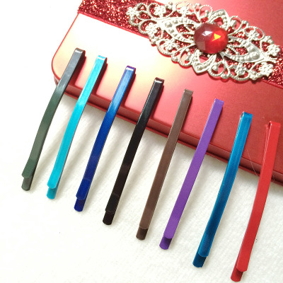 Factory Direct Sales Simple Metal 6cm Colorful Bar Shaped Clip Korean Barrettes Wholesale