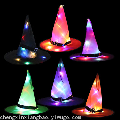 Halloween Hat Ghost Festival Party Decoration Props LED Luminous Witch Hat Wizard Witch Hat Wizard's Hat