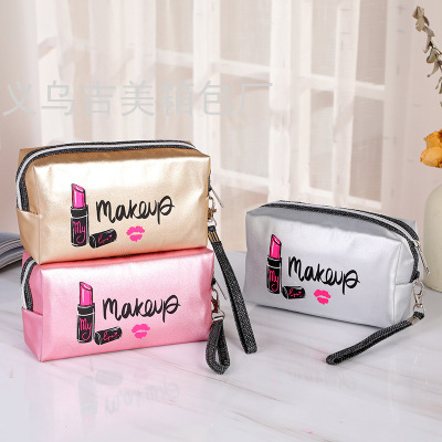 New Square Cosmetic Bag Lipstick Lip Printings Portable Toiletry Bag Portable Waterproof Travel Cosmetics Storage Bag
