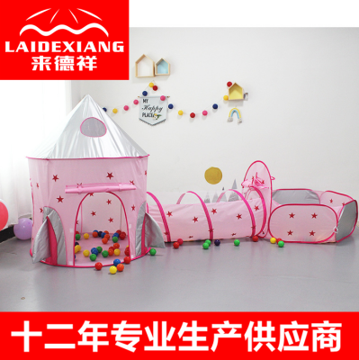 Foreign Trade Wholesale Children Boys and Girls New Space Capsule Three-Piece Marine Ball Pool Fence Indoor Tent Game House