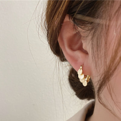 Golden Piece Flexible Korean Dongdaemun 925 Silver Pin Earrings Simple Wild Earrings Online Influencer Refined Women