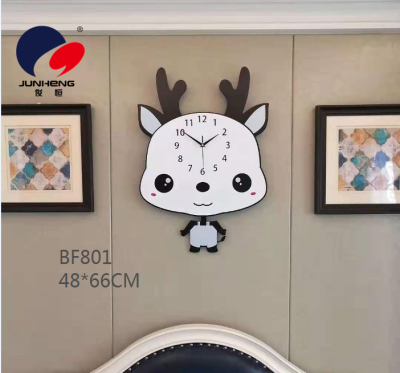 Cartoon Panda Creative Clocks Bedroom Decoration Domestic Watch Wall-Mounted Fashion Chinese Simple Atmosphere Mute Quartz Clock