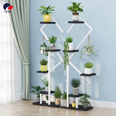 Internet Celebrity Flower Stand Multi-Layer Flower Stand Aluminum Wheel High-End Flower Stand Ladder Flower Stand Indoor Floor Flower Stand Living Room Jardiniere