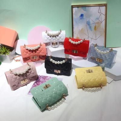 Cross-Border Wholesale 2021 New Pearl Handle Mini Jelly Bag Fashion Casual Lip Bag Cute Charming Bag