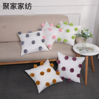 Factory Direct Supply Girl Heart Pillow Cover Modern Simple Ins Style Throw Pillowcase Home Fur Ball Pillow without Core