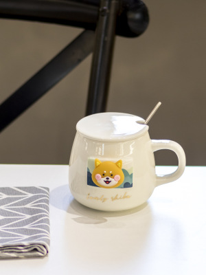 Ceramic Cup Popular Cute Silicone Animal Head Mug with Cover Spoon Creative Holiday Gift Customized Logo Wholesale