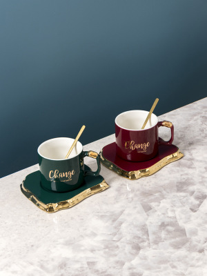 Ear-Hanging Coffee Cup European Light Luxury Cup and Saucer Set Exquisite Ins Style Ceramic Household High-Grade Cup Wholesale