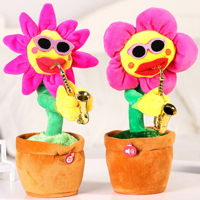 Wholesale Play the Saxophone Singing Dancing Electric Enchanting Flower SUNFLOWER Sunflower Plush Toys