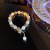 Trendy Copper Gold Electroplated Zircon Square Diamond Pendant Bracelet Women's Super Flash Pearl Crystal Bracelet