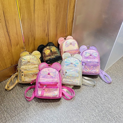 Korean Style Children's Backpack 2021 New Cute Bow Kindergarten Backpack Fashionable Sequins Small Travel Backpack
