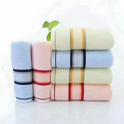 Towel Pure Cotton Face Washing Bath Household Adult and Children Men's and Women's PA All Cotton Soft Absorbent Lint-Free Colorful Stripes