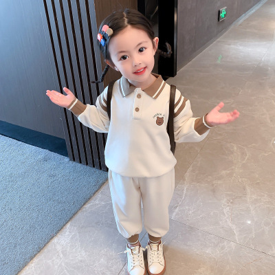 Girls' Autumn Internet Hot Suit 2021 New Children's Autumn Clothing Sports Casual Pants Baby Girl Sweatshirt Two-Piece Suit Fashion