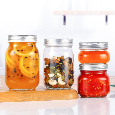 Creative Cans Mason Glass Cup Fruit Salad Jam Jar Honey Glass Bottle Square round Sealed Jar Pickles Bottles