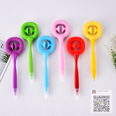 Silicone Grip press pen finger suction cup grip ring pressure reducing pen pupil toy pen multifunctional ball point pen