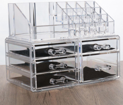  Hot Acrylic Cosmetic Storage Box Flannel Jewelry Box Drawer Desktop Storage Cabinet Factory Wholesale