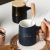 Novel Wooden Handle Creative with Cover with Spoon Line Ceramic Cup Mug Microwaveable Milk Cup Logo