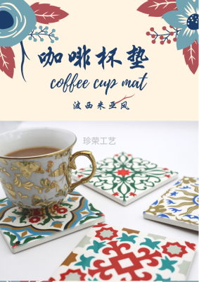 Exported to Europe Ceramics Coffee Cup Mat Customization as Request Various Styles 4 Pieces/box