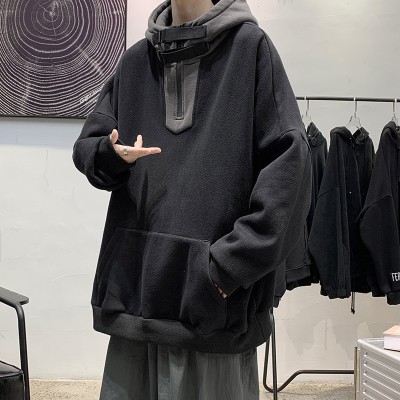 Turtleneck Sweater Men's Winter Hoodie Cool and Wild Casual Loose Hong Kong Style Clothes Korean Fashion Fleece Padded Coat