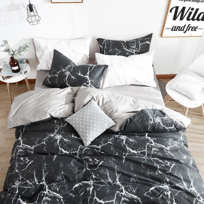 New Ins Nordic Style Four-Piece Set Student Dormitory Three-Piece Set Bedding Marble Texture Simple