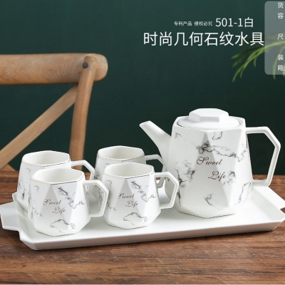 New Geometric Stone Pattern Tea Drinking Ware British Bone China Coffee Cup Set European Creative Porcelain Minimalist Household Tea Cup
