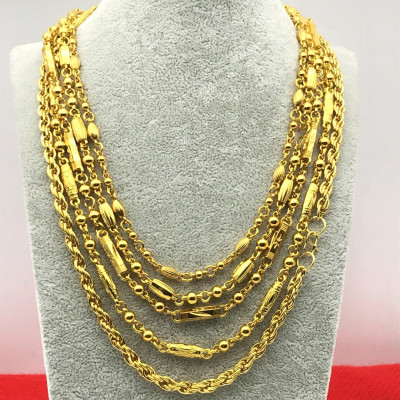Men's Gold-Plated Twist Faux Gold Necklace Luxury Gold Jewelry 18K Sand Gold Necklace